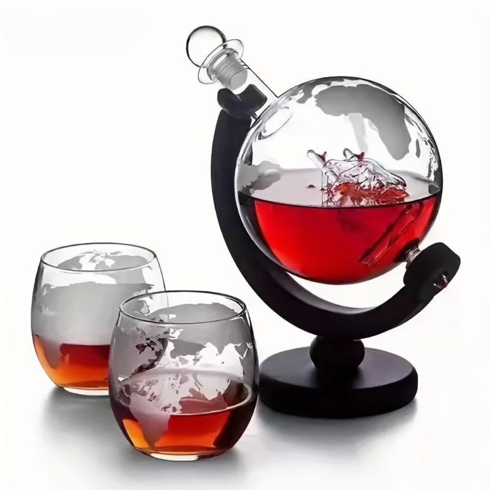 kugelförmige Whisky-Karaffe - Inklusive 2 Gratisgläsern